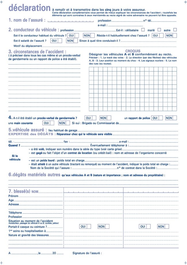 Verso constat amiable d'accident