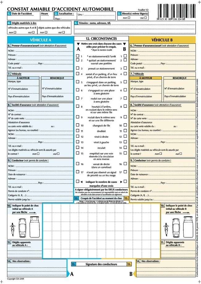 Formulaire de constat